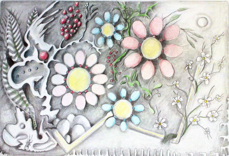 fleurs et raisin